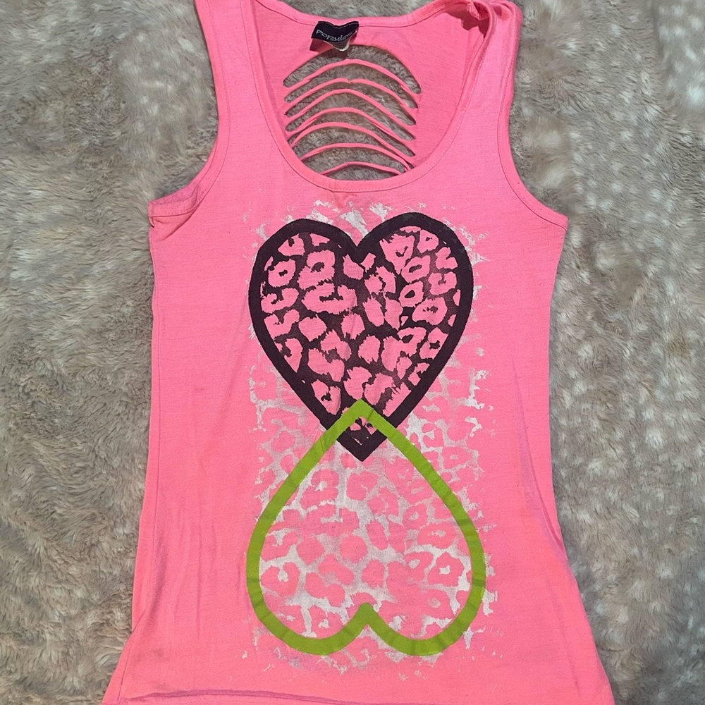 Hot Pink Cut Back Tank Top